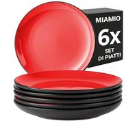 MIAMIO - Set 6 piatti piani in ceramica (26 cm) - Le Papillon (Rosso)