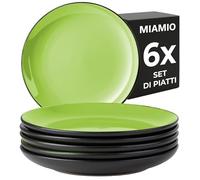 MIAMIO - Set 6 piatti piani in ceramica (26 cm) - Le Papillon (Verde)