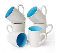MIAMIO - Set 6 Tazze 350 ml Ceramica Gres - Tazze Grandi per Caffè, Cappuccino e Tè - Set Moderno Blu - Collezione Lumera, Lavastoviglie e Microonde