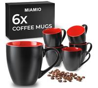 MIAMIO - Set 6 tazze da caffè 350 ml in ceramica, tazze moderne per caffè, cappuccino e tè, tazze grandi per cucina, casa e ufficio - Collezione Le Papillon