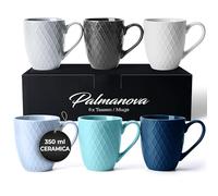MIAMIO - Set 6 tazze da caffè in ceramica (6 x 350 ml) - Palmanova (Blu)