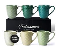 MIAMIO - Set 6 tazze da caffè in ceramica (6 x 350 ml) - Palmanova (Verde)