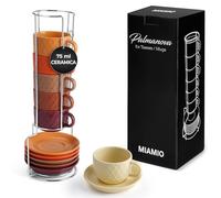 MIAMIO - Set 6 Tazzine Espresso 75 ml con Supporto Ceramica Gres - Tazze Piccole per Espresso - Set Moderno Magma - Collezione Palmanova, Lavastoviglie