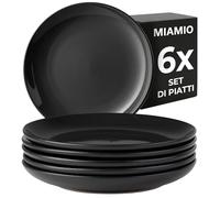 MIAMIO - set da 6 piatti ceramica 21 cm Le Papillon (Nero) per cucina