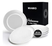 MIAMIO - set da 6 piatti ceramica 26 cm Palmanova (Bianco) per cucina