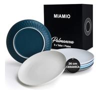 MIAMIO - set da 6 piatti ceramica 26 cm Palmanova (Blu) uso quotidiano