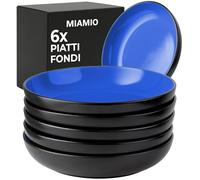 MIAMIO - set da 6 piatti fondi 900 ml Le Papillon (Blu) uso quotidiano