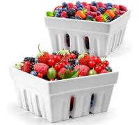 MIAMIO - Set di 2 cesti per bacche in ceramica/bella ciotola per frutta da cucina con fori di drenaggio/contenitore per fragole