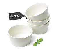 MIAMIO - Set di 4 ciotole in gres porcellanato, 740 ml, ideali per cereali, insalata, pasta, snack, lavabile in lavastoviglie e microonde, Collezione Luxe (bianco, 4 pezzi)