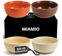 MIAMIO - Set di 4 ciotole per zuppa in ceramica da 820 ml/set di ciotole per cereali per insalata, farina d'avena, frutta, riso - Collezione Aura (Neutro accogliente, Ciotole (4x))