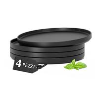 MIAMIO - Set di piatti piani in ceramica per 4 persone/Servizio di piatti in ceramica da 4 pezzi, piatti moderni in gres, lavabili in lavastoviglie - Collezione Luxe (Nero, Piatto grande (4x))