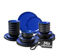 MIAMIO - Set di stoviglie per 12 persone/Set di stoviglie in gres 36 pezzi, servizio da tavola in gres, set di ciotole e piatti - Collezione Le Papillon