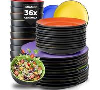 MIAMIO - Set di stoviglie per 12 persone/Set di stoviglie in gres 36 pezzi, servizio da tavola in gres, set di ciotole e piatti - Collezione Le Papillon