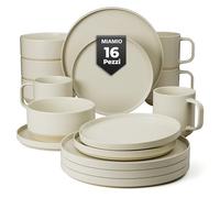 MIAMIO - Set di stoviglie per 4 persone/Set di stoviglie in pietra da 16 pezzi in beige/Lavastoviglie e microonde - Collezione Sierra(chiaro, (16x))