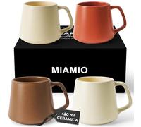 MIAMIO - Set di Tazze da Caffè (Set di 4) / Grandi Tazze in Ceramica (420 ml) - Tazza per Cappuccino, Tè, Espresso - Adatto al Microonde e alla Lavastoviglie - Collezione Luxe (Beige pastello)