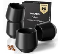 MIAMIO - Set di Tazzine da Espresso 4 Pezzi (90 ml) / Tazzina da Espresso, Tazzine da Espresso in Ceramica, Tazza Senza Manico, Tazze da Tè Giapponesi - Collezione Luxe (Black)