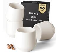 MIAMIO - Set di Tazzine da Espresso 4 Pezzi (90 ml) / Tazzina da Espresso, Tazzine da Espresso in Ceramica, Tazza Senza Manico, Tazze da Tè Giapponesi - Collezione Luxe (White)