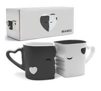 MIAMIO - Set tazze caffè, 2 pezzi (300 ml), tazze che si baciano (Grigio)
