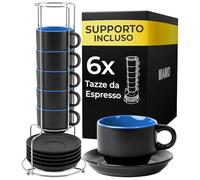 MIAMIO - Set tazzine espresso in ceramica (75 ml) - Le Papillon (Blu)