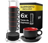 MIAMIO - Set tazzine espresso in ceramica (75 ml) - Le Papillon (Rosso)