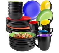 MIAMIO - Stoviglie ceramica 30 pezzi - Le Papillon (Multicolore) | Servizio da tavola in gres per 6 persone, piatti grandi e piccoli, ciotole e tazze, lavabile in lavastoviglie