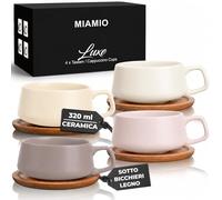 MIAMIO - Tazze da Cappuccino Set da 4, Ceramica (320ml) - Luxe (Cream Rose)