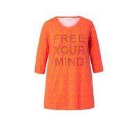 MIAMODA donna taglie forti camicia lunga motivo leom glitter dichiarazione