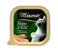 Miamor - Cibo umido per gatti adulti con pezzi di filetto chiari. Mangime complementare a basso contenuto di grassi nella ciotola senza additivi artificiali, 16 x 100 g di pollame puro e verdura