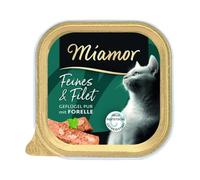 Miamor - Fine & Filet, cibo umido per gatti adulti con pezzi di filetti chiari. Mangime complementare a basso contenuto di grassi nella ciotola senza additivi artificiali, 16 x 100 g di pollame puro e