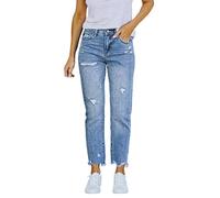 MIANDU Donne Elastico A Vita Alta Gamba Dritta Strappato Boyfriend Jeans Sfrangiato Alla Caviglia Denim Pantaloni 20w Donna Pantaloni, Sky Blue, L