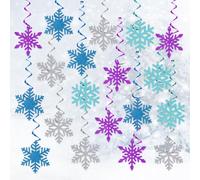 MIANRUII 20 pezzi Winter Snowflake Hanging Swirl Decorations Winter Hanging Ceiling Wreath Viola Blu Bianco Snowflake Garland Winter Wonderland Baby Shower Winter Birthday Party Decorazioni