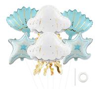 MIANRUII 6 palloncini con meduse, conchiglie e stelle marine, decorazioni per feste a tema subacqueo, decorazioni per feste in stile oceano per compleanni e sfondi per feste a sirena