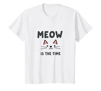 Miao è Il Tempo: Simpatico Volto di Gatto per Gli Amanti dei felini Maglietta, Bambini, Bianco, 3 Anni