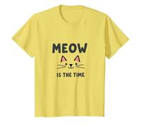 Miao è Il Tempo: Simpatico Volto di Gatto per Gli Amanti dei felini Maglietta, Bambini, Limone, 2 Anni