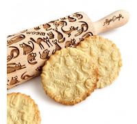 MIAO GATTI Mattarello Legno Goffrato | Mattarello Inciso | Rullo per Biscotti e per Modellare | Mattarello Decorativo per Biscotti di Algis Crafts