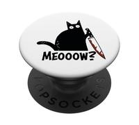 Miao Gatto Con Coltello Divertente Gatto Nero Horror Dark Humor PopSockets PopGrip Adesivo