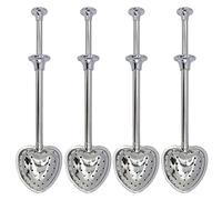 MIAO JIN 4 infusori per tè, in acciaio inox, setacci per zucchero e farina, filtri per spolverare lo zucchero a velo, diffusore a intervalli di tè per foglie sciolte, spezie, condimenti (cuore adorato