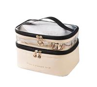 MIAO JIN Potable - Organizer trasparente per cosmetici, accessori da toeletta con scomparti per spazzole, custodia da viaggio per gioielli, trasparente, da donna, bianca, alla moda, portatile,