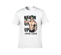 MIAO LI YI Men's Round Neck T-Shirt John Cena Salute Pose Personalize Button Closure White L