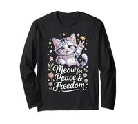 Miao per la Pace e la libertà - Cute 1776 Patriotic Cat Art Maglia a Manica