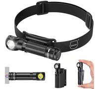 MIAOKE Lampada Frontale Ricaricabile Mini Edc da 1000 Lumen, Lampada Frontale Magnetica, 5 Modalità Di Illuminazione, Angolo Di Inclinazione Regolabile a 360°, Ideale per Uso Esterno