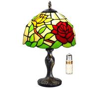 MIAOKE Lampada in stile Stained Glass Lamp, Lampada da comodino notte a paralume fatto a mano in vetro colorato, Lampada di Living Room Bar Lamp-(A rosa)