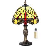 MIAOKE Stained Glass Lamp Style lampada da tavolo vintage handcraft lampada da tavolo da tavolo da tavolo da letto da comodino studio ufficio (libellula chiara)