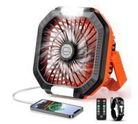 MIAOKE Ventilatore da campeggio, 10400mAh, ventilatore da tavolo USB con batteria, luce, gancio, cinturino in paracord, 4 velocità, 3 regolazioni temporizzate, adatto per camera, campeggio, viaggio