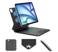 Miaokong Custodia protettiva per tastiera, compatibile con iPad Air 11" (M22024/M32025) e iPad Pro 11" e iPad Air (5a/4a generazione) con versione touch/tripla retroilluminazione/Bluetooth 5.3, nero