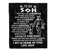 MIAOMANSENSTORE Coperta personalizzata per mio figlio da mamma papà madre padre non perderai mai leone figlio compleanno laurea natale coperta in pile personalizzata