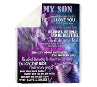 MIAOMANSENSTORE Coperta personalizzata per mio nipote da Nonno Nonna Fai del tuo meglio Ridi Ama Vivi Lupo Nipote Compleanno Natale Coperta in pile per letto personalizzata