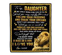 MIAOMANSENSTORE Personalized To My Daughter Blanket From Dad Father Lion My Only Wish For You Daughter Birthday Graduation Christmas Customized Bed Fleece Blanket