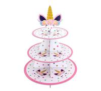 miaomiao Supporto per torte a forma di unicorno, 3 ripiani, supporto per cupcake, supporto per muffin in in cartone, porta torre unicorno rotondo, decorazioni per feste di compleanno per ragazze e