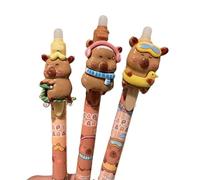 Miaoyak Capybara - Penna a sfera cancellabile, 6 pezzi, in resina Kawaii, per studenti, cancelleria per studenti, accessori per ufficio